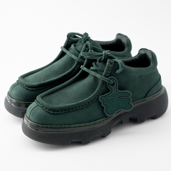 size 39.5 / 9.5us Burberry Creeper Lace Up Vine Green Boots - Picture 1 of 14